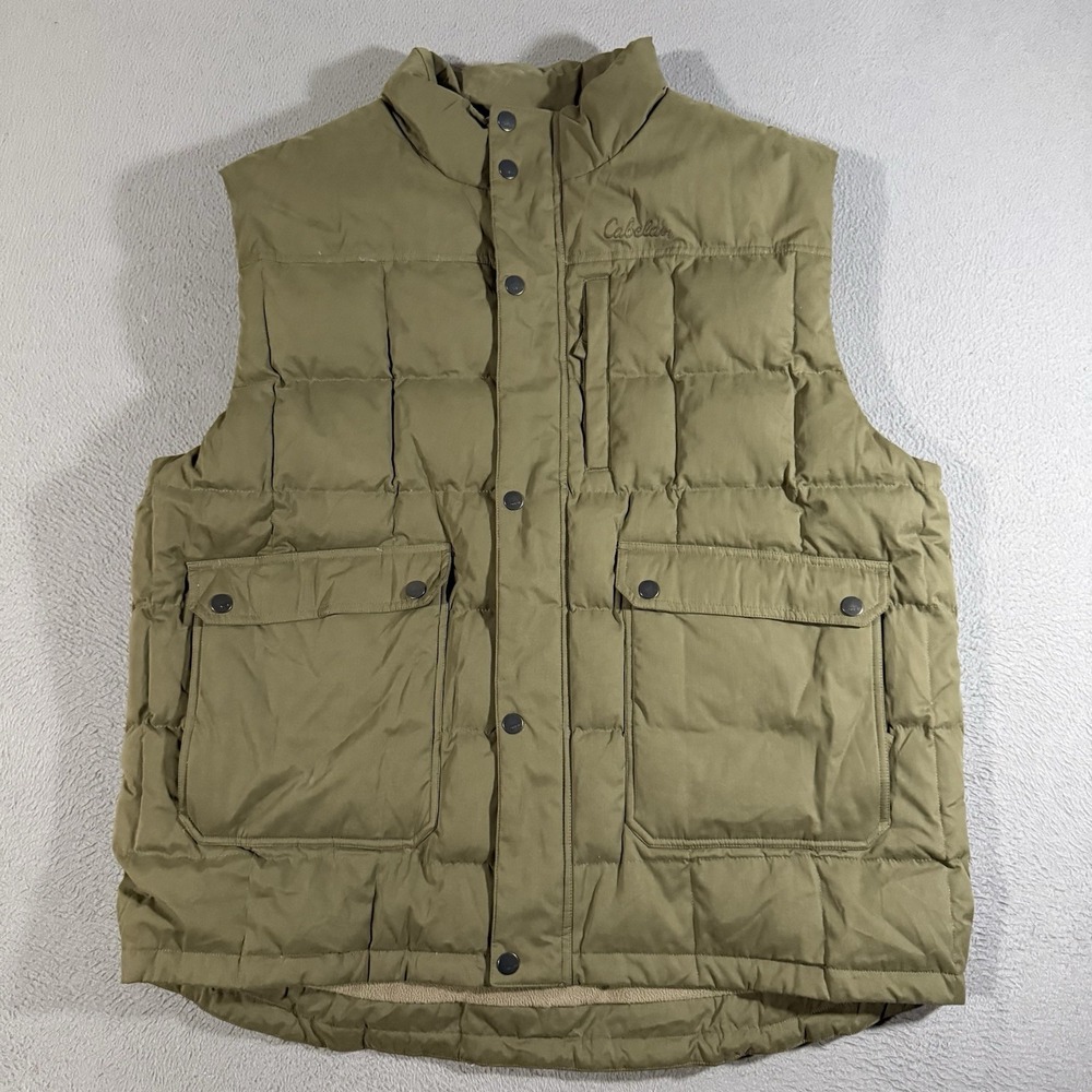 Cabelas Premier Northern Goose Down Full Zip Puffer Vest Men's Size 2XLT‎ Green
